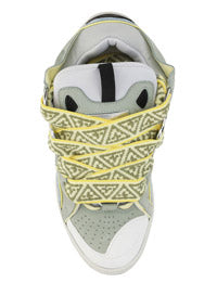 Leather Curb Sneakers - Grey / Blue