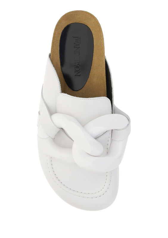 Chain Loafer Mules - White