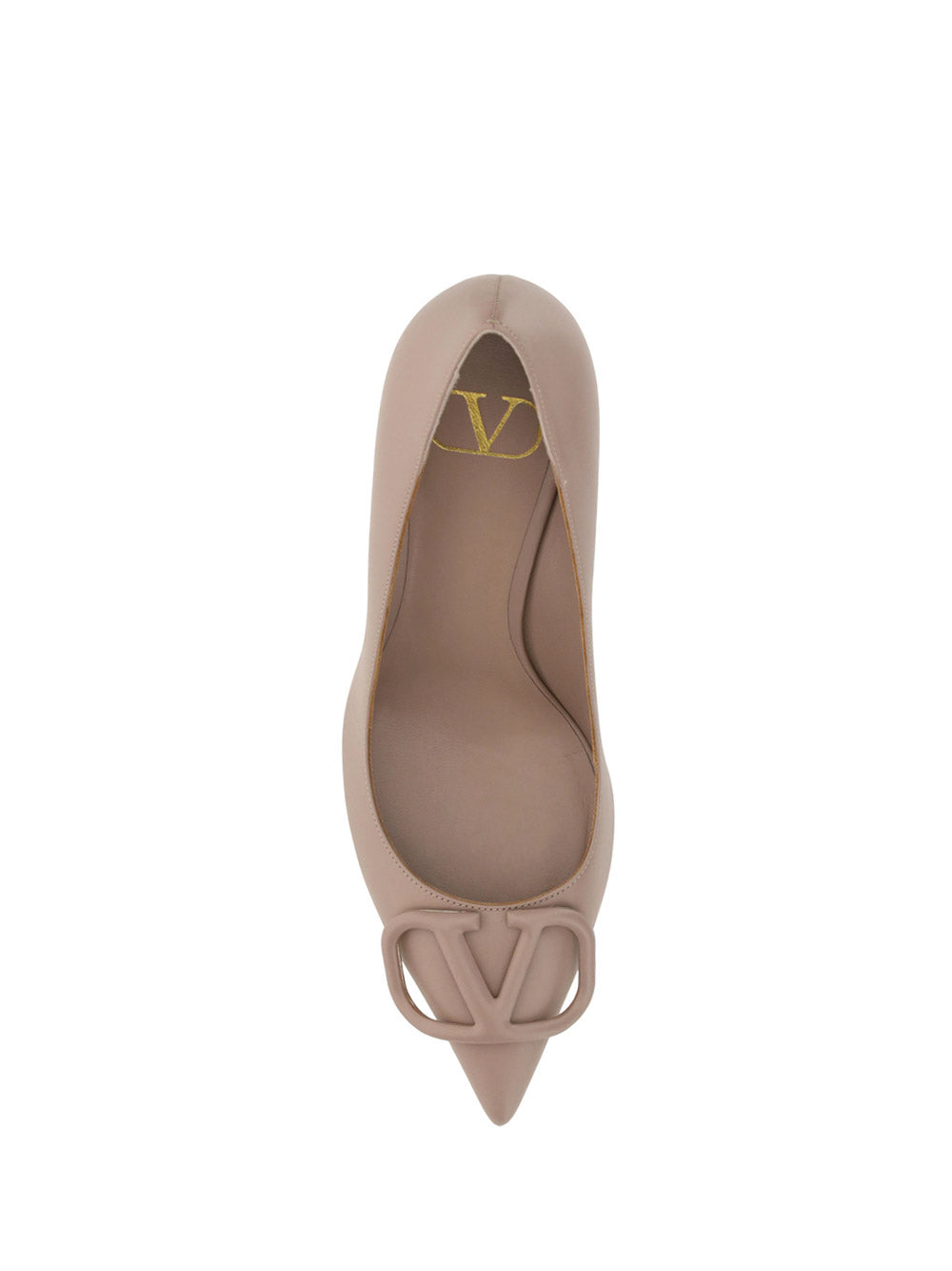 VLogo Signature Embellishment Calfskin Pump - Poudre