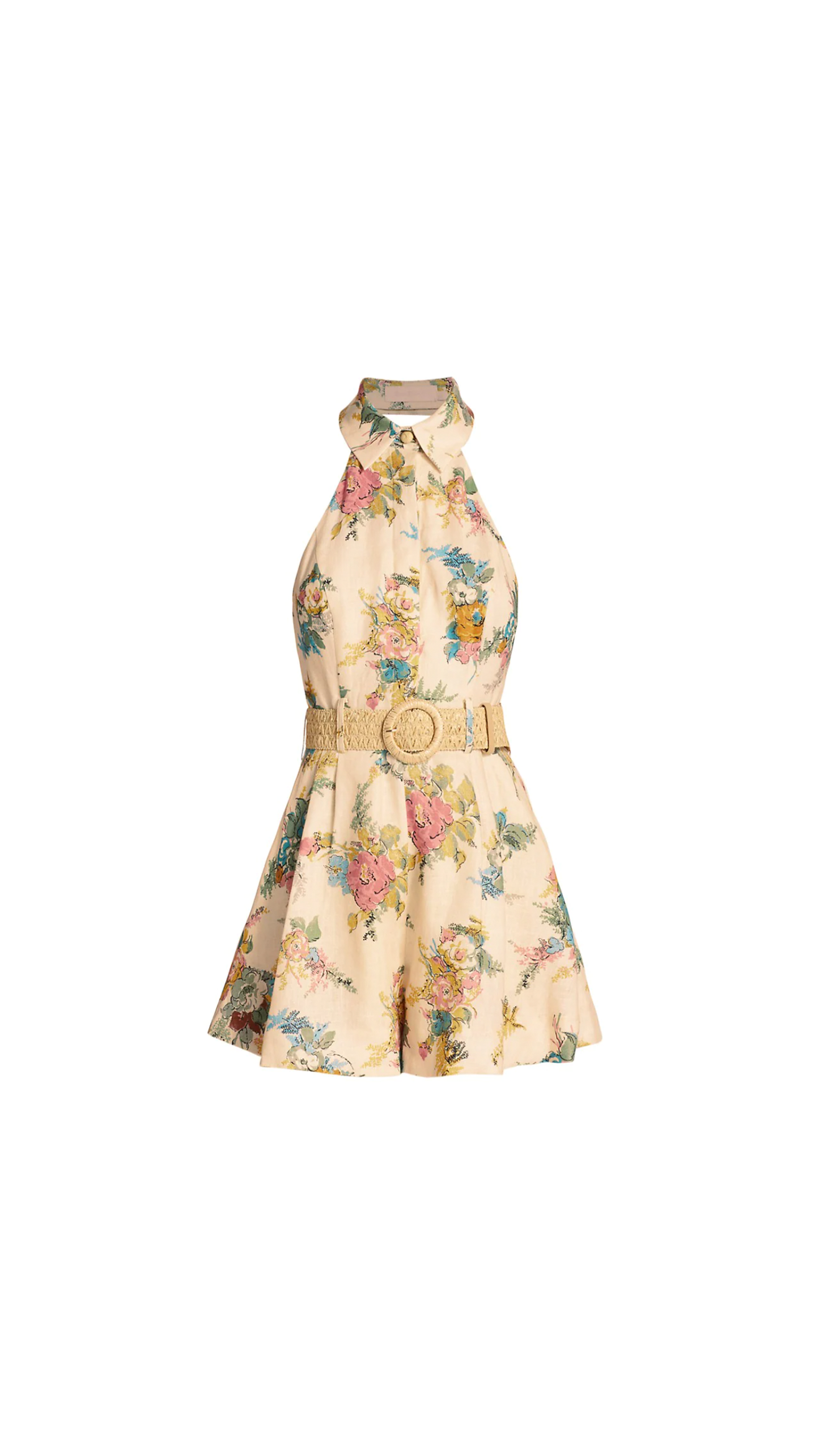 Clover Belted Floral Playsuit - Honey Peony Floral