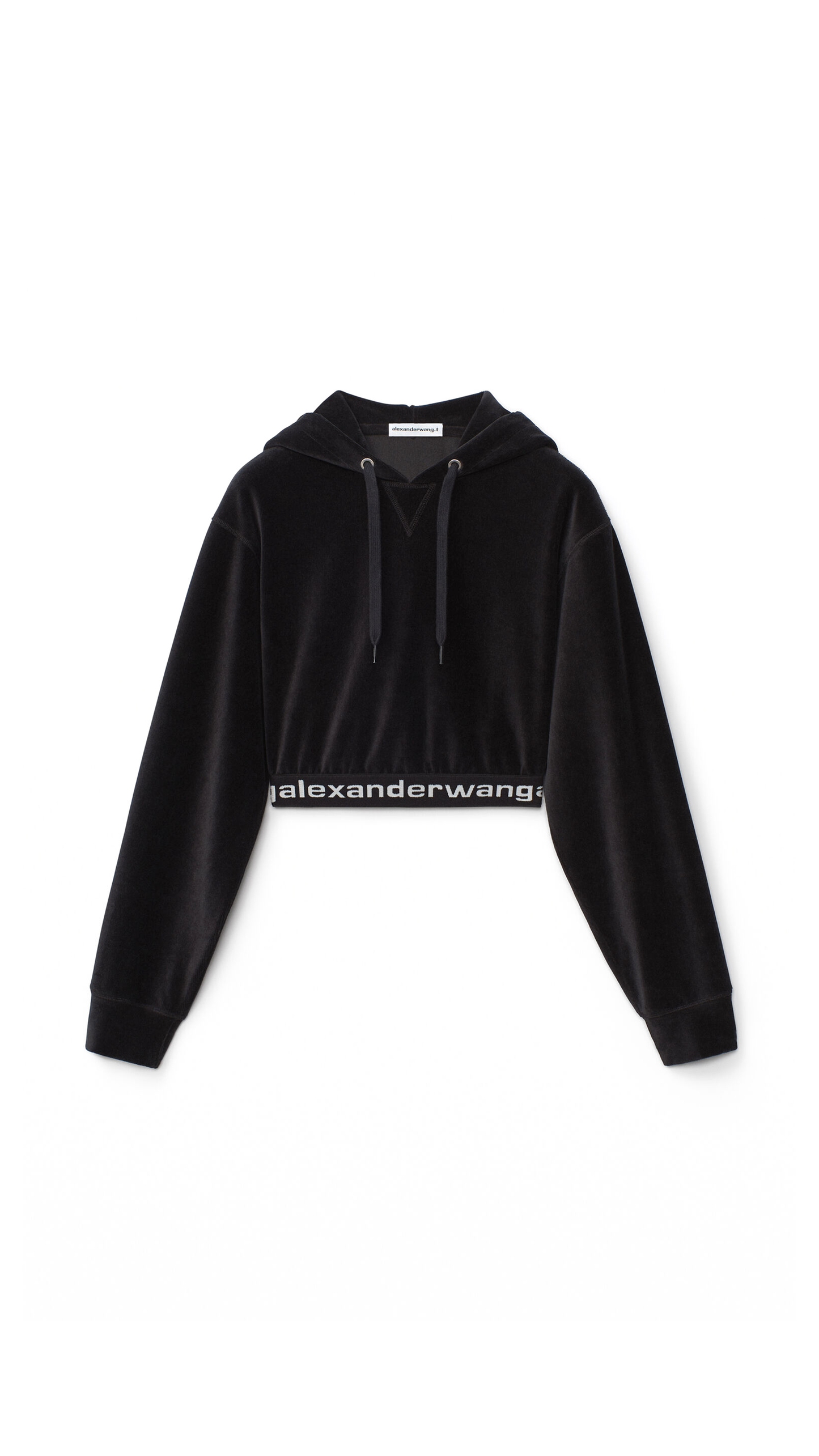 Long-Sleeve Hoodie in Stretch Corduroy - Black