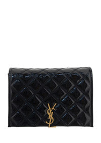 Women's Black Becky Mini Chain Bag In Quilted Patent Leather - Black