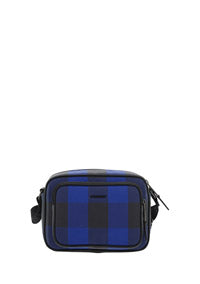 Check Cotton Crossbody Bag - Oceanic Blue