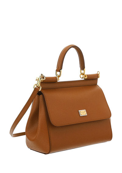 Small Sicily Bag In Dauphine Calfskin - Brown