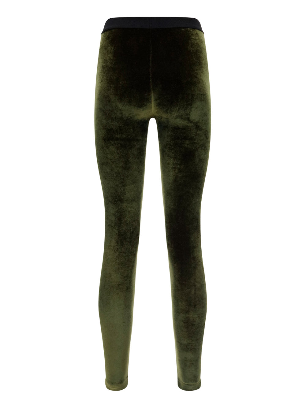 Stretch Velvet Signature Leggings - Olive Green