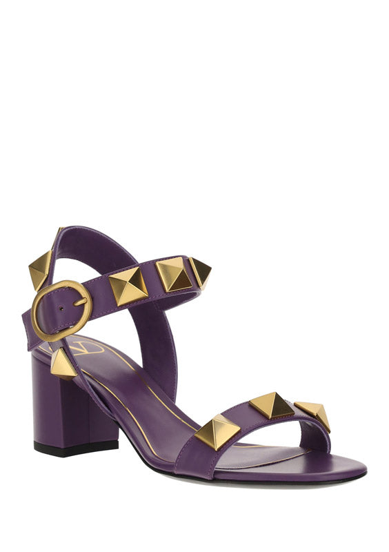 Roman Stud Calfskin Sandal 60MM - Purple