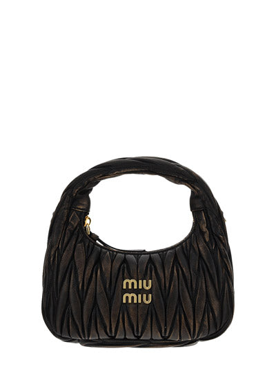 Miu Wander Matelassé Nappa Leather Mini Hobo Bag - Sand/Coffee