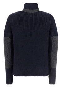 Padded Wool Cardigan - Navy