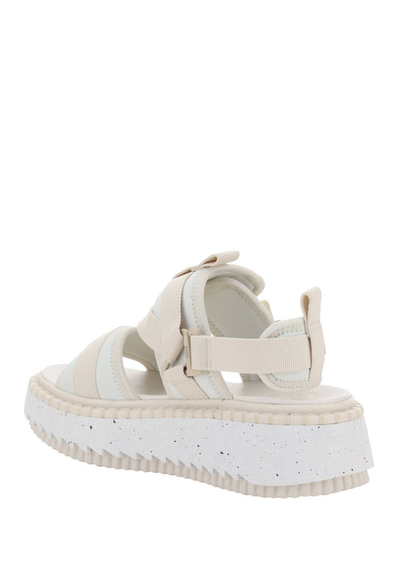 Lilli Sporty Flat Sandal In Recycled Textile - White