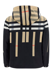 Sliced Check Nylon Hooded Jacket - Archive Beige