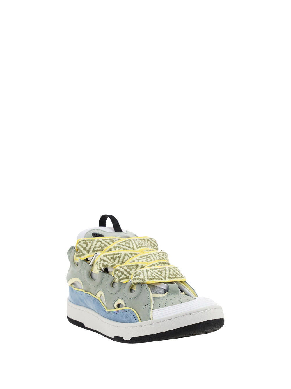 Leather Curb Sneakers - Grey / Blue
