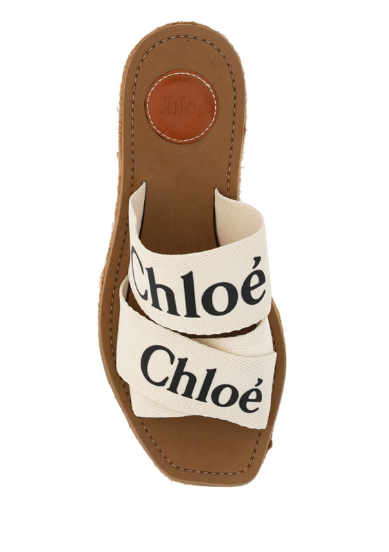 Woody Wedge Mule In Canvas - Ivory