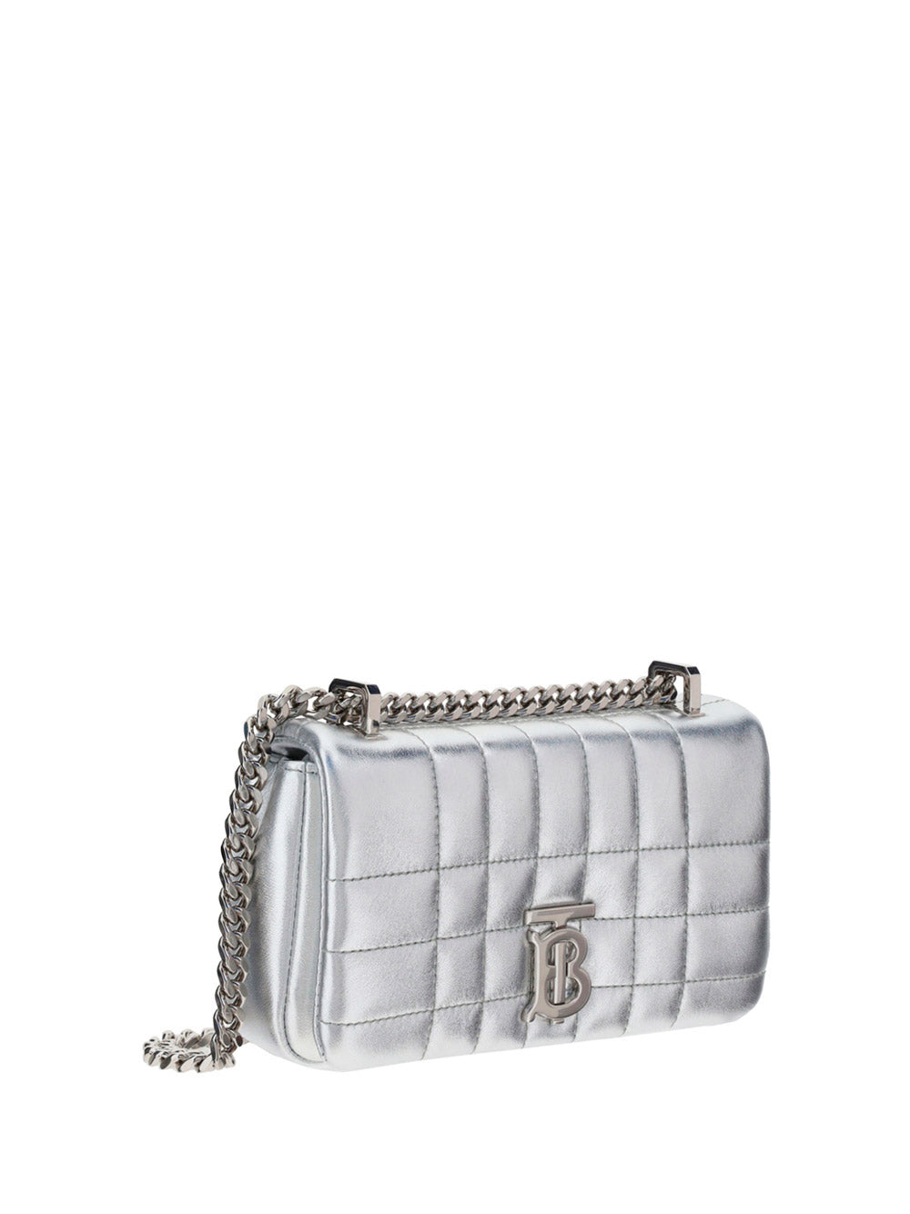 Quilted Metallic Leather Mini Lola Bag - Silver