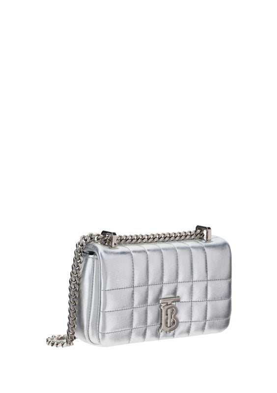 Quilted Metallic Leather Mini Lola Bag - Silver