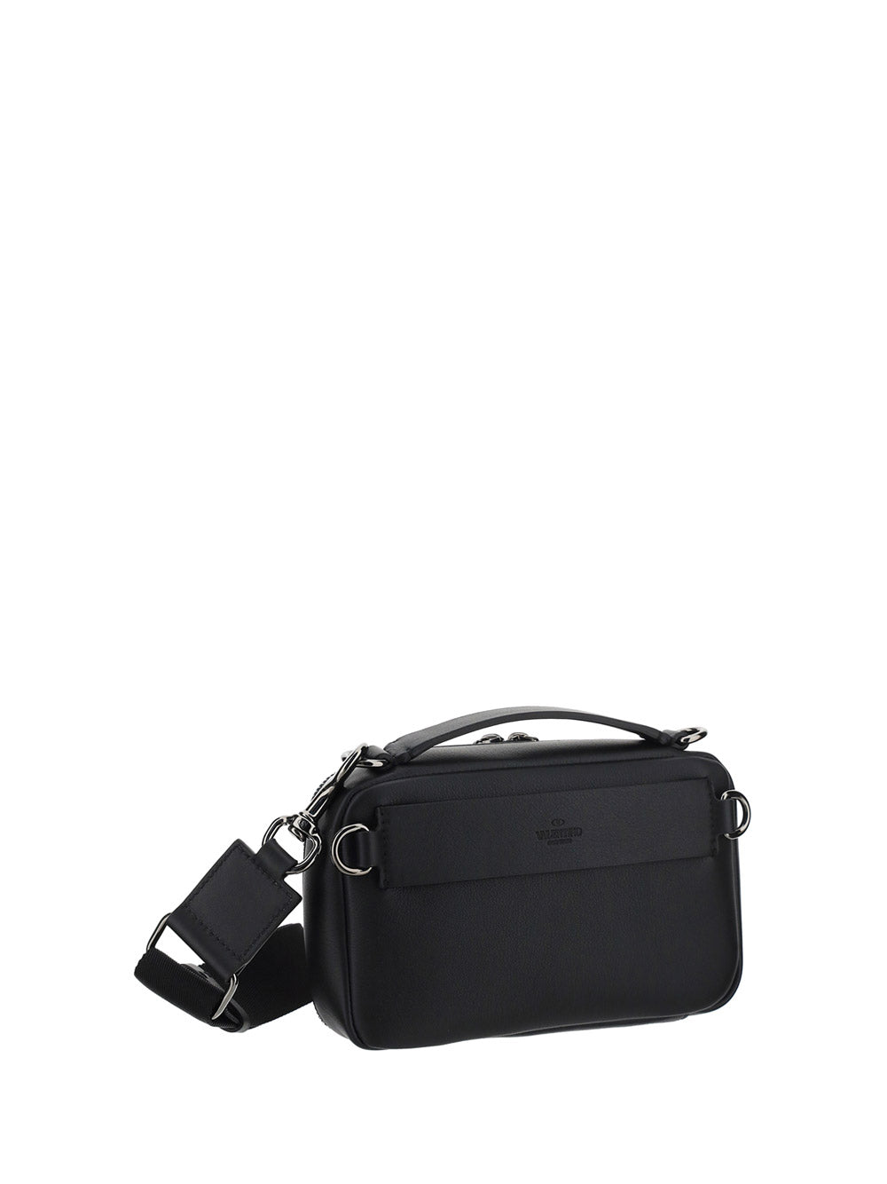 Lacquered Vlogo Signature Leather Crossbody Bag - Black