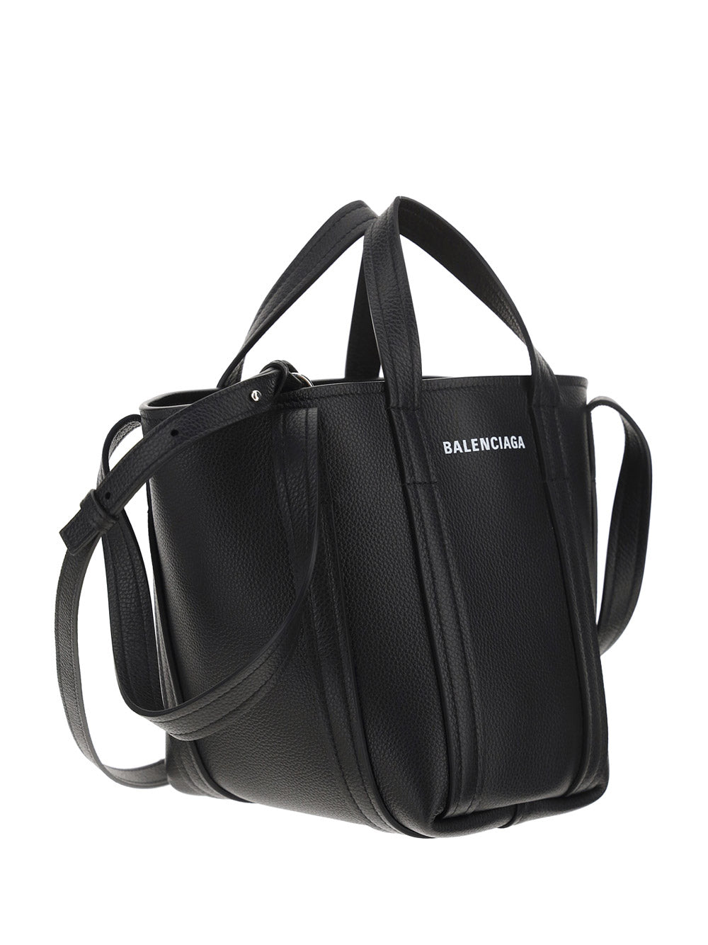 Everyday XS North-South Shoulder Tote Bag In Grained Calfskin - Black