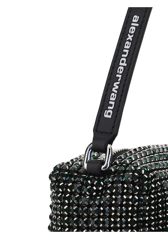 Heiress Medium Pouch Bag in Rhinestone Mesh