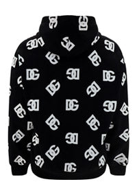 Jersey Hoodie with All-over DG Print - Black/White
