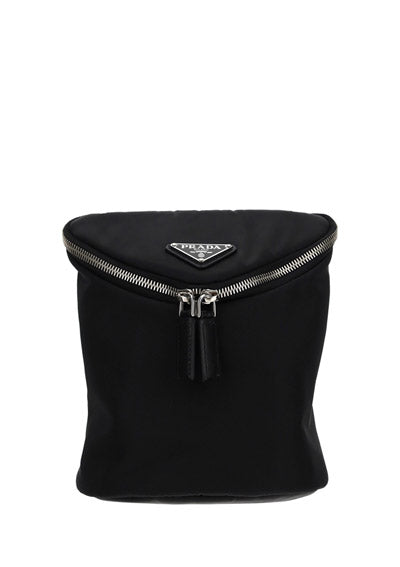 Re-Nylon and Leather Shoulder Bag - Black