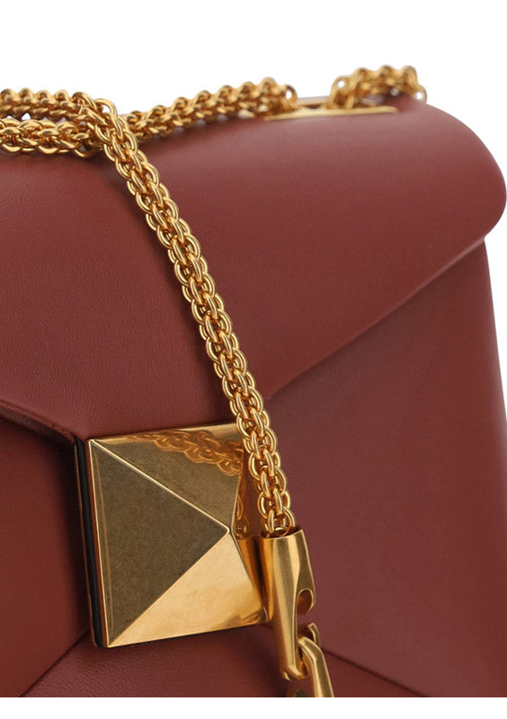One Stud Nappa Bag With Chain - Gingerbread