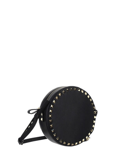 Rockstud Round Shoulder Bag - Black