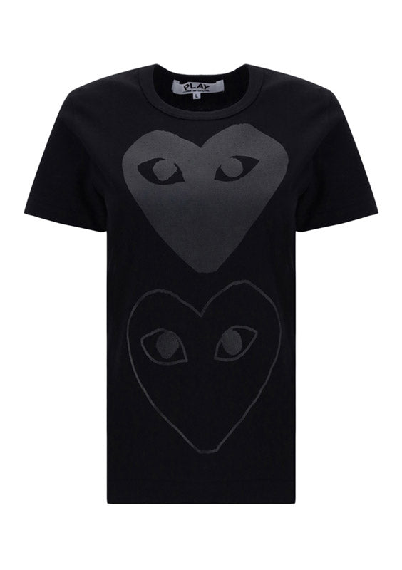 Tonal Heart Print T-shirt - Black.