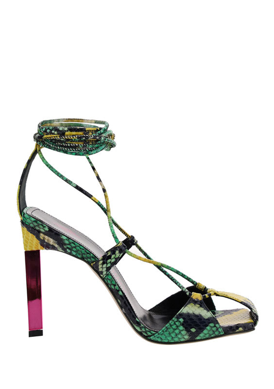 ''Adele'' Lace-up Pump - Green / Yellow