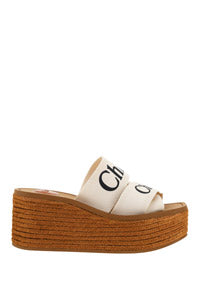 Woody Wedge Mule In Canvas - Ivory