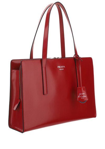 Prada Re-Edition 1995 Brushed Leather Medium Handbag - Scarlet Red