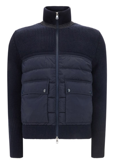 Padded Wool Cardigan - Navy