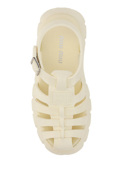Rubber Platform Sandals - White