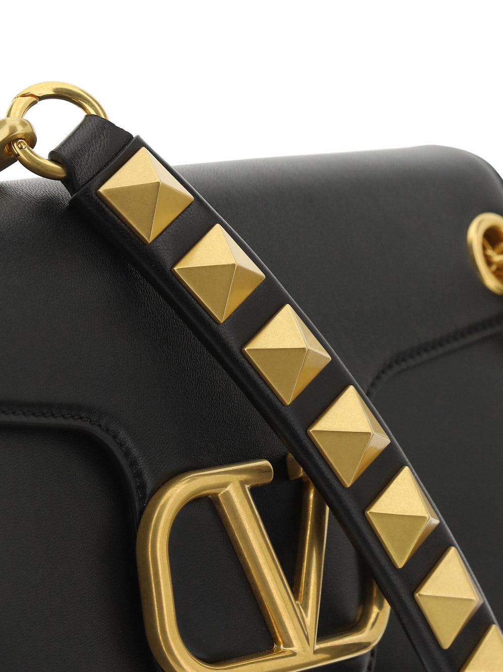 Stud Sign Nappa Shoulder Bag - Black