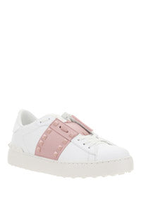 Open Sneaker In Calfskin Leather - White / Pink