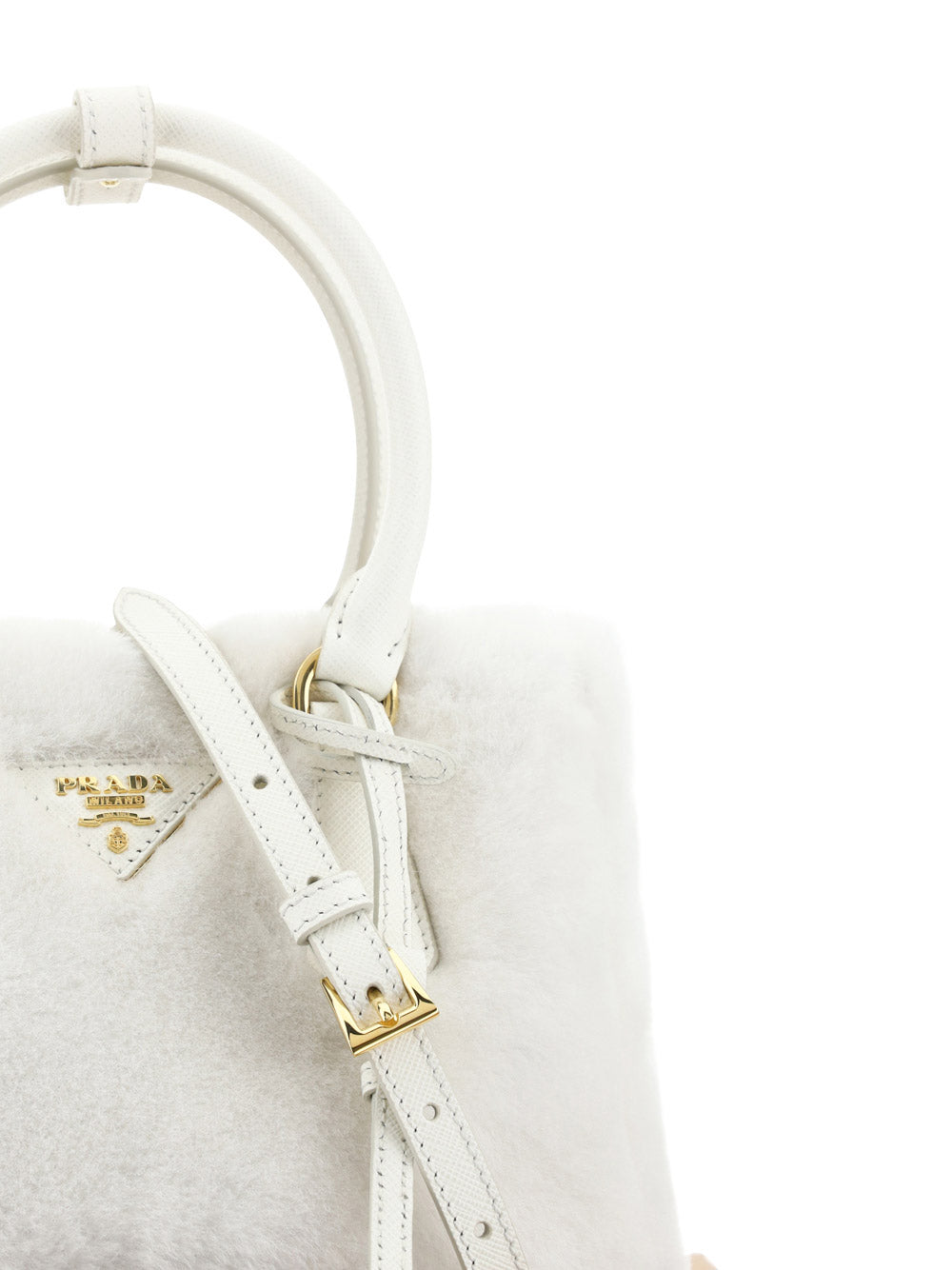 Prada Galleria Shearling Mini-bag - White