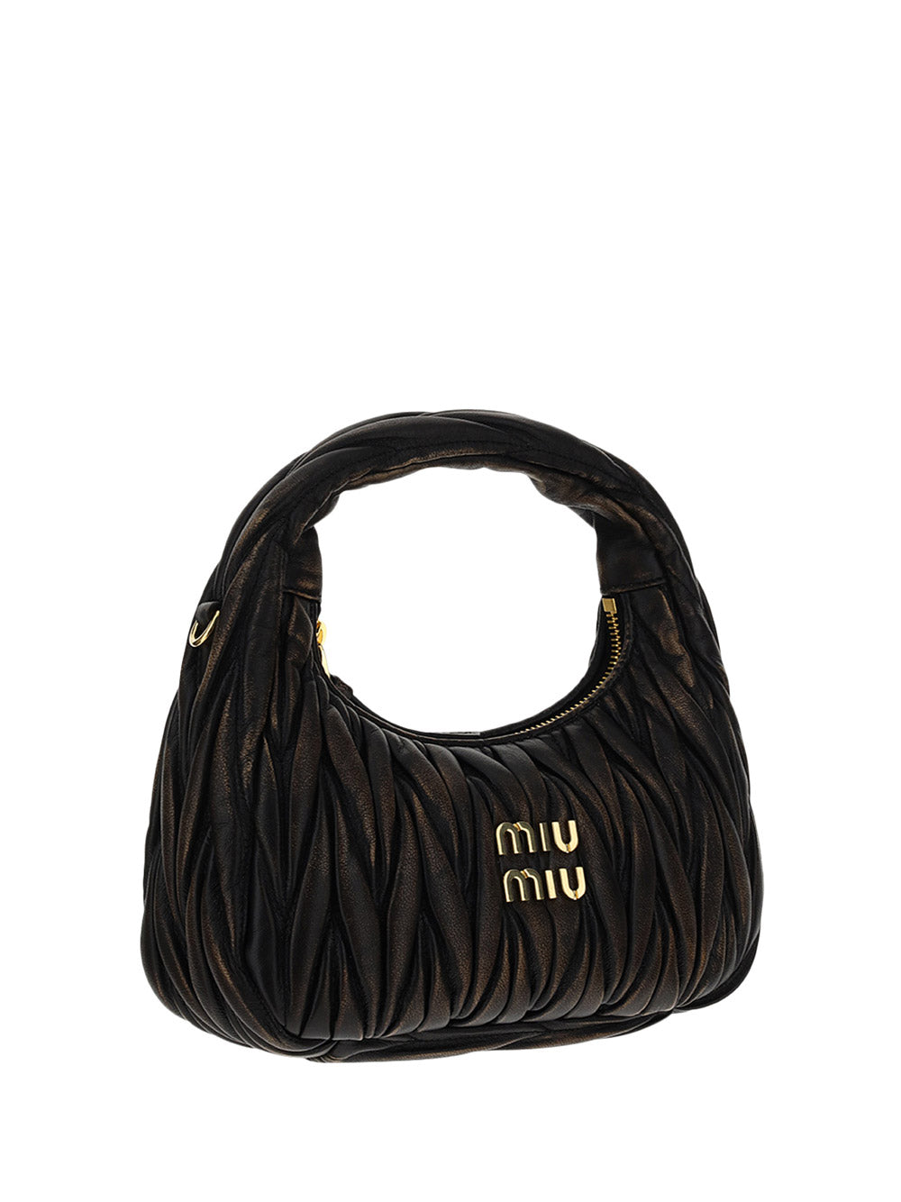 Miu Wander Matelassé Nappa Leather Mini Hobo Bag - Sand/Coffee