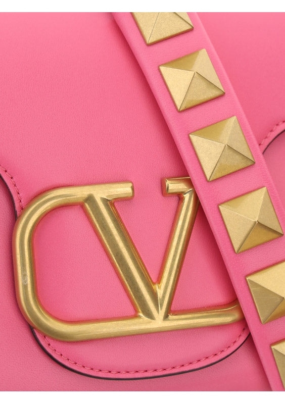 Stud Sign Nappa Shoulder Bag - Pink