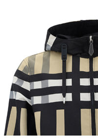 Sliced Check Nylon Hooded Jacket - Archive Beige