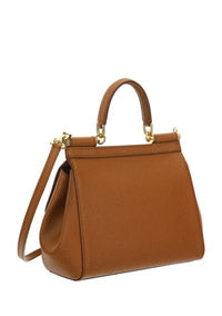 Small Sicily Bag In Dauphine Calfskin - Brown