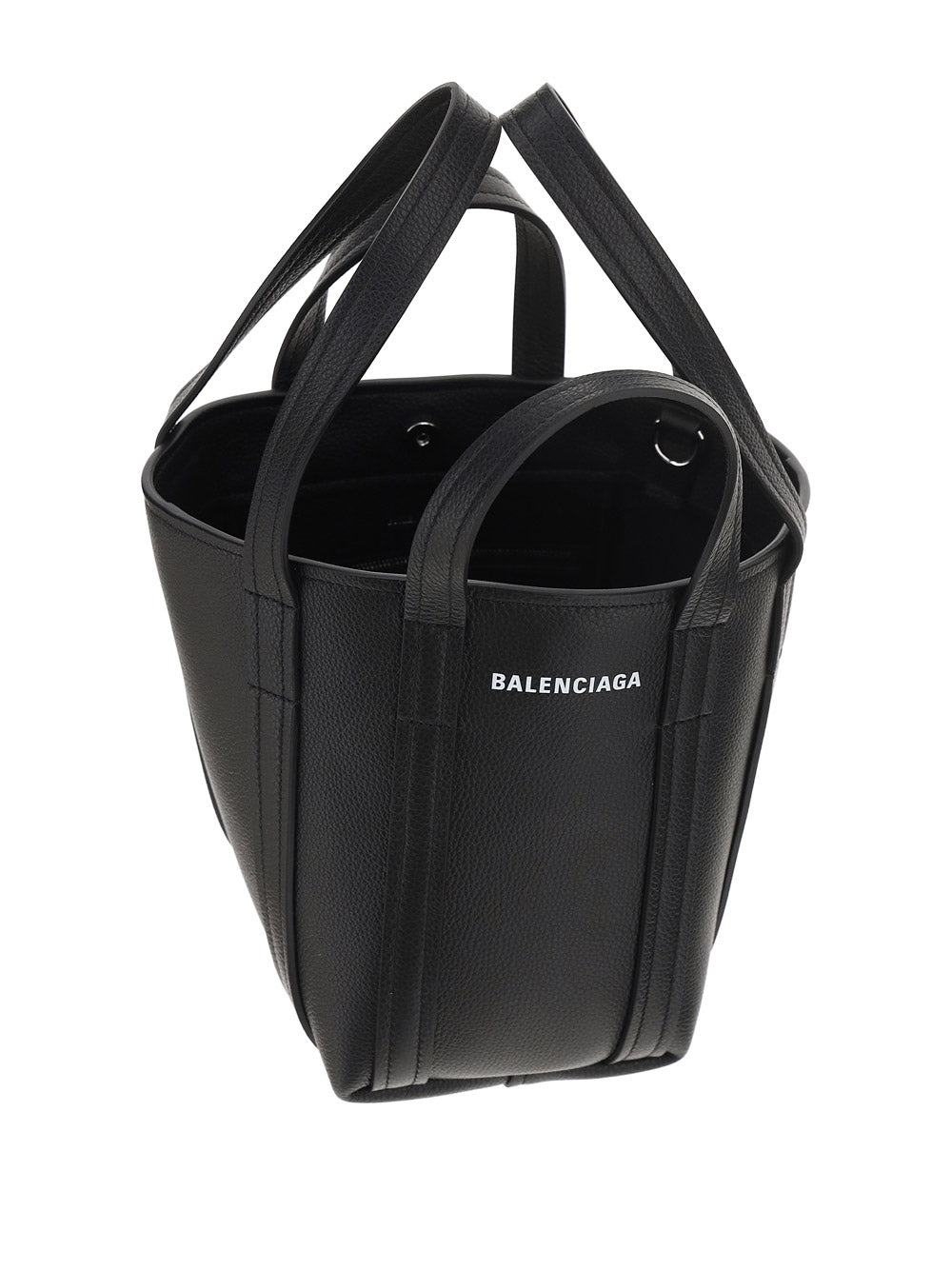 Everyday XS North-South Shoulder Tote Bag In Grained Calfskin - Black