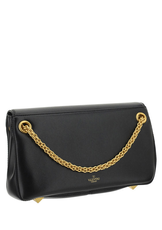 Stud Sign Nappa Shoulder Bag - Black