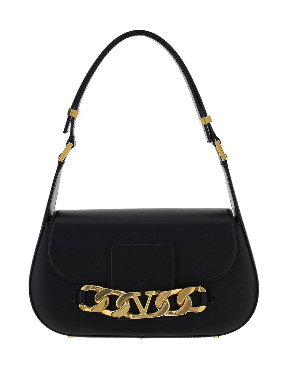 Vlogo Chain Shoulder Bag in Calfskin - Black