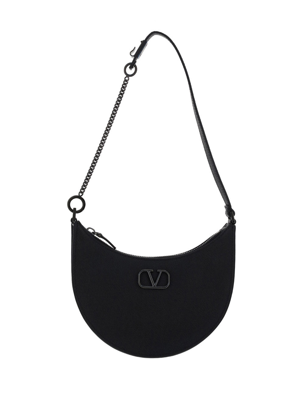 Mini Vlogo Signature Grainy Calfskin Hobo Bag - Black