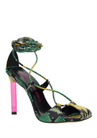 ''Adele'' Lace-up Pump - Green / Yellow
