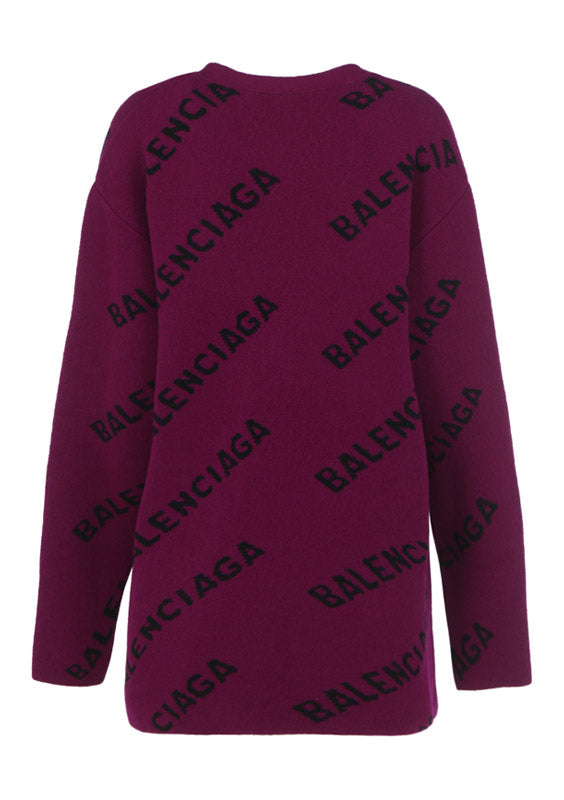 Allover Logo Cardigan - Purple