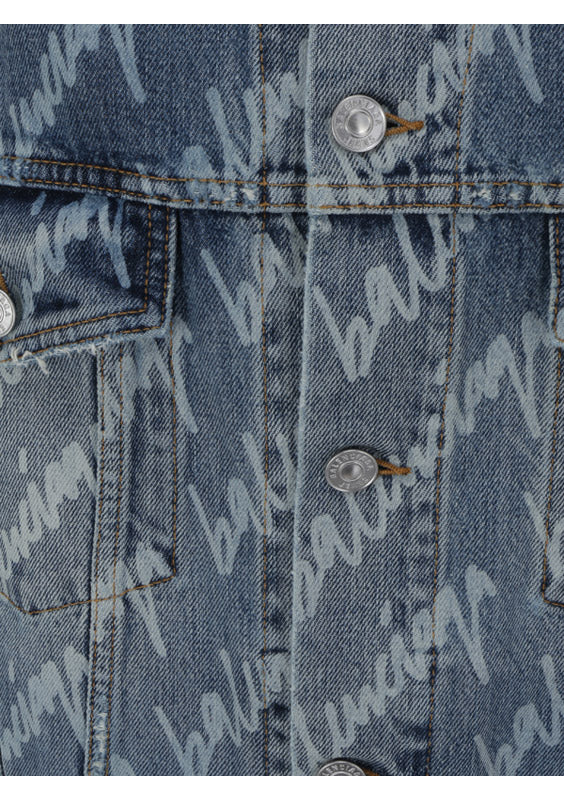 Allover Logo Bell Sleeve Jacket - Indigo