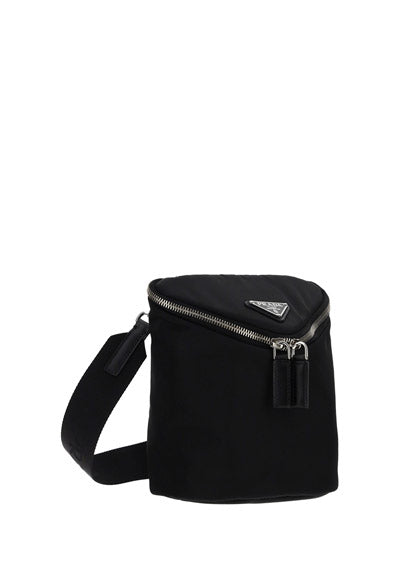 Re-Nylon and Leather Shoulder Bag - Black