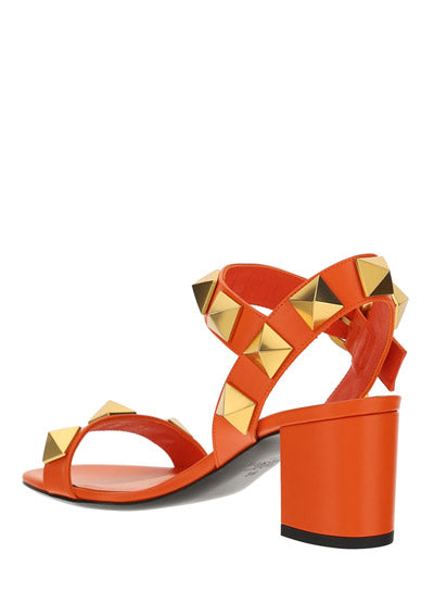 Roman Stud Calfskin Sandal 60MM - Orange