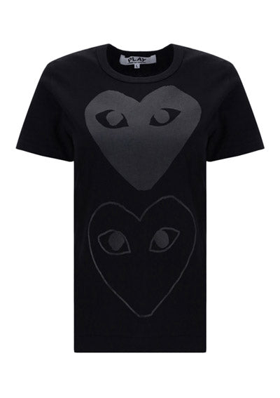 Tonal Heart Print T-shirt - Black.
