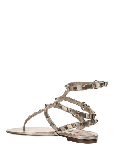 Rockstud Metallic Flat Flip-FLop Sandal - Skin