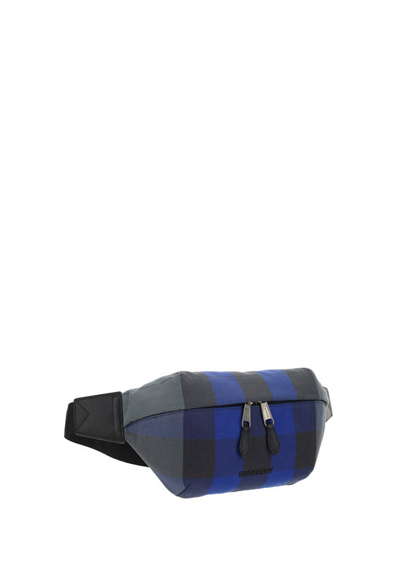 Check Cotton Sonny Bum Bag - Oceanic Blue
